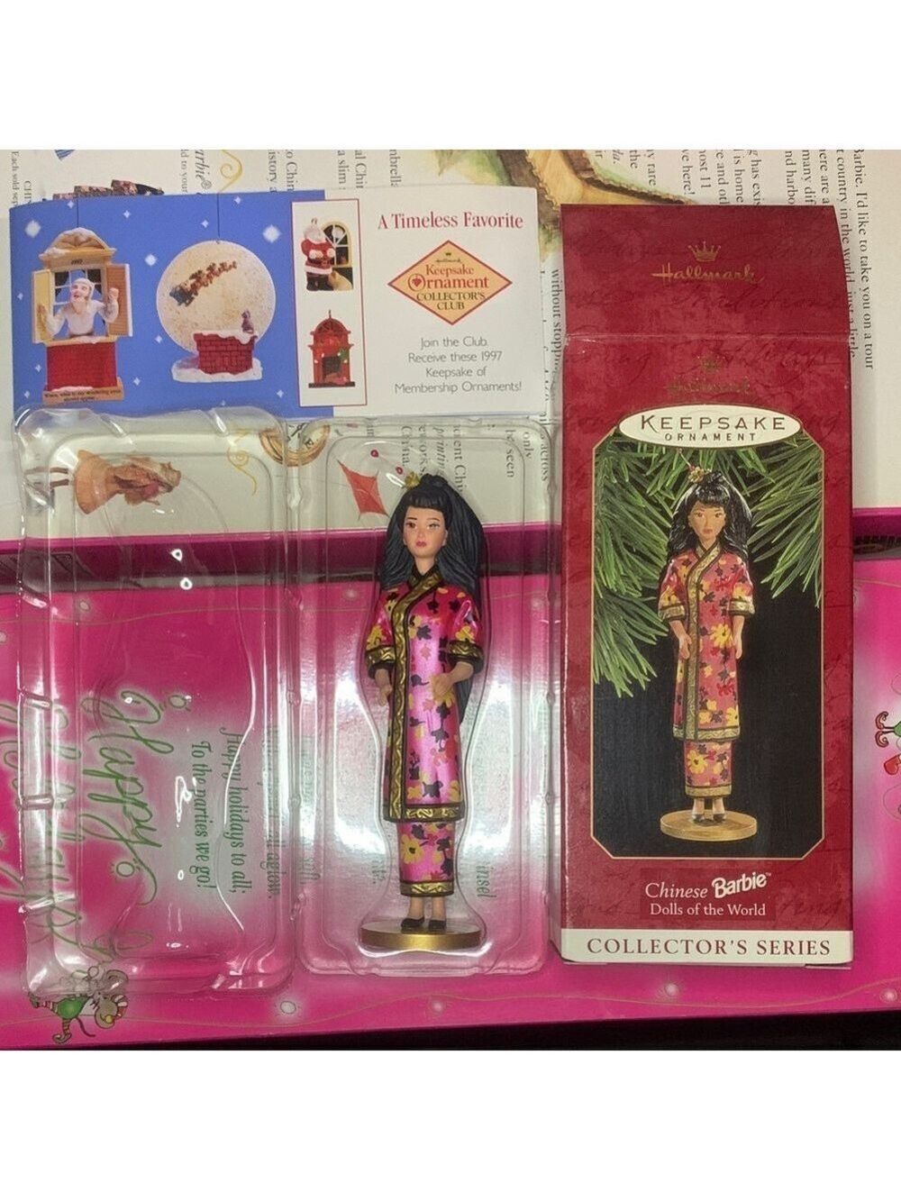 Vintage 1997 Hallmark Dolls of the world Chinese Barbie ornament NIB